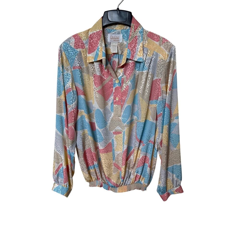 Vintage Da-Rue of California Women’s Size 18 Abstract Print Blouson Top 80s